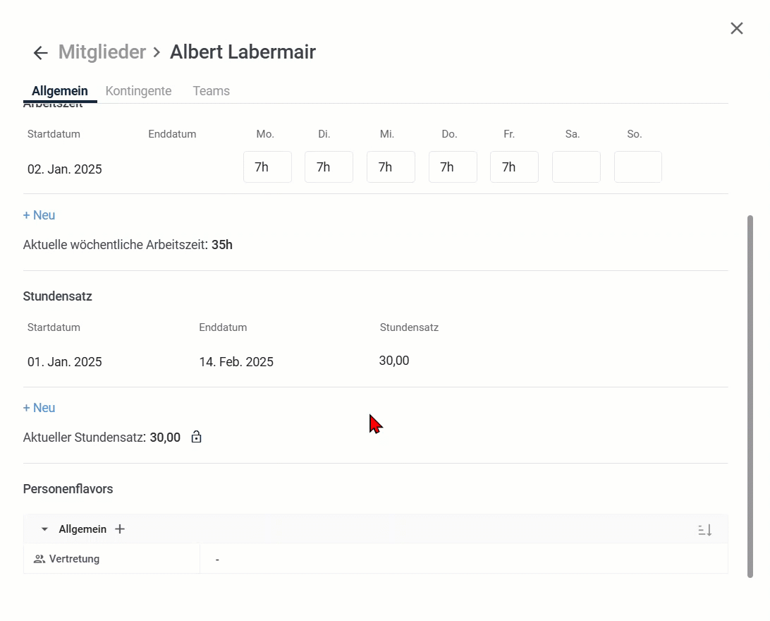 Stundensatz mit Gültigkeitszeitraum