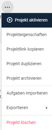 Activate project via options menu