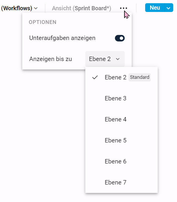 Unteraufgaben im Board anzeigen